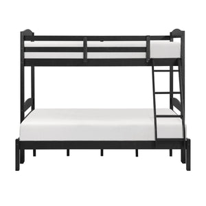 English Elm Twin Twin-over-Twin Bunk Bed with Guard Rails and Ladder, Wood-Engineered Frame, Space-Saving Dorm Style Black 81.5 L x 20.5 W x 10 H B011P362599