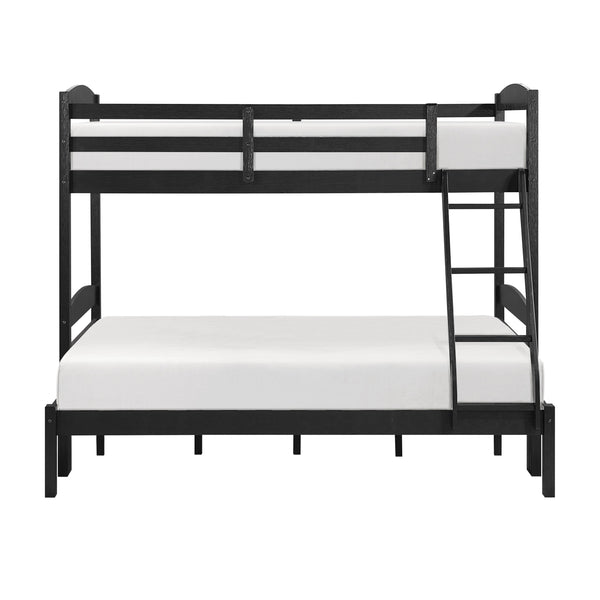 English Elm Twin Twin-over-Twin Bunk Bed with Guard Rails and Ladder, Wood-Engineered Frame, Space-Saving Dorm Style Black 81.5 L x 20.5 W x 10 H B011P362599