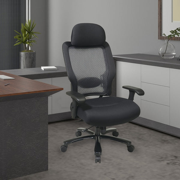 OSP Home Furnishings Big and Tall Ergonomic Office Chair with Airgrid Back Lumbar Support and Padded Mesh Seat 63-37A773HM