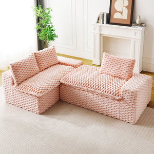 English Elm Pink Turtle Velvet Sofa: Convertible Chaise Lounge For Cozy Living, Seats 3 With Plush Comfort! W3371S00029-GIGA