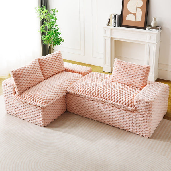 English Elm Pink Turtle Velvet Sofa: Convertible Chaise Lounge For Cozy Living, Seats 3 With Plush Comfort! W3371S00029-GIGA