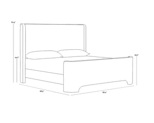 Sunpan Ives Bed - Elegant Upholstered Design with Curved Profile, No Box Spring Required for Ultimate Comfort King