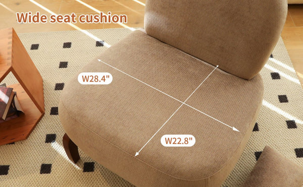 English Elm Cute Barrel Velvet Accent Chair Armless Solid Wood Legs Cozy Reading Nook Seat Camel W2105P412976