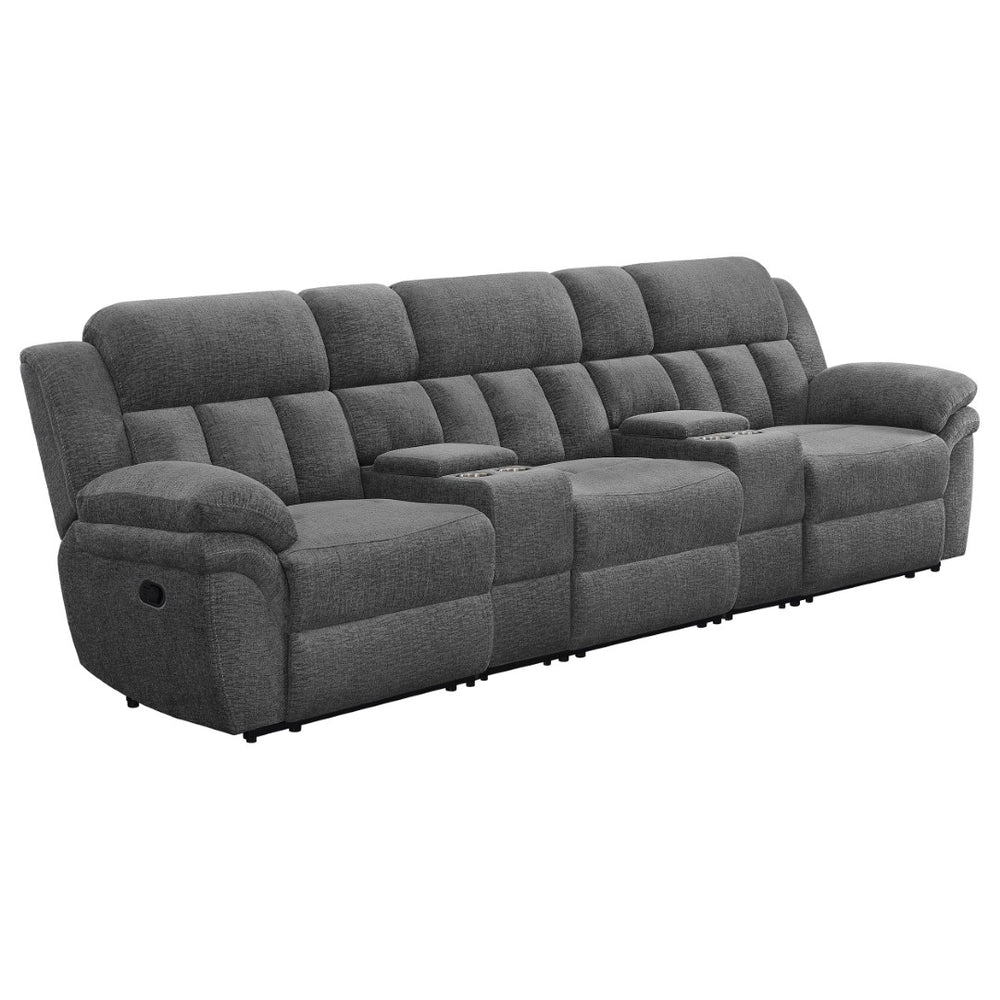 English Elm Divine Three Seat Reclining Home Theater Set with Memory Foam and Storage Consoles B062S01794