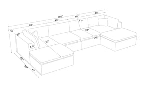 English Elm Coffee Bean Textured Modular Sectional Low Profile Lounge Sofa with Toss Pillows Dark Gray B2748S00078