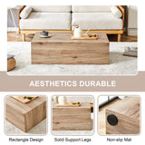 English Elm Light Wood Texture Mdf Coffee Table - Simple Modern Style.Modern Mdf Coffee Table With Wood Texture Pattern -39.3X23.6X11.8 Inches - Stylish and Durable Design.