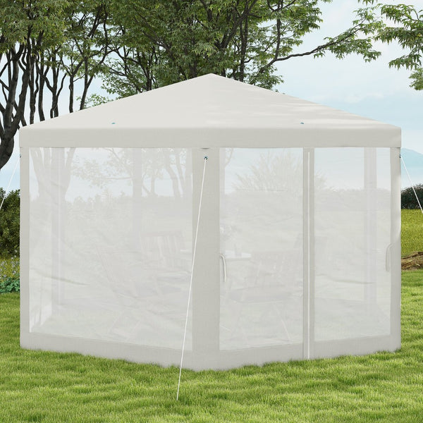 English Elm Outsunny 13' X 11' Hexagon Outdoor Party Tent Canopy With Mesh Sidewalls For Ultimate Sun Protection W2225P174285-GIGA