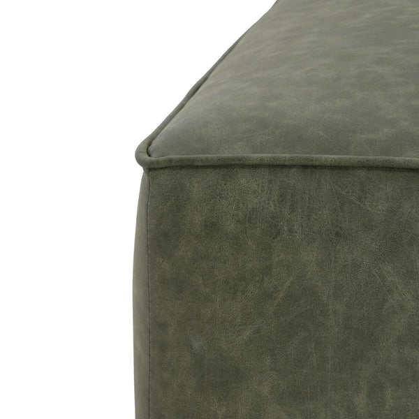 English Elm Upholstered Corduroy Square Ottoman Plywood Frame Sectional Footrest for Living Room Green N757P414087G