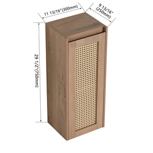 English Elm 12" Bathroom Side Cabinet Wall-Mounted, Soft-Close Hinges, Plywood, Hidden Handle, Space-Saving Storage W999P279375