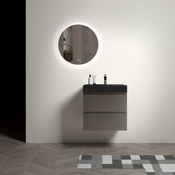 English Elm Alice 24" Gray Floating Bathroom Vanity With Sink – Modern Design, Large Storage & Soft-Close Drawers W1865S00025