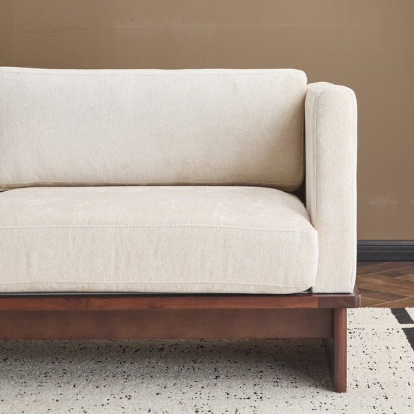 English Elm Christopher Knight Home® - 77 Modern 3-Seater Boucle Sofa with Solid Walnut Base, Square-Arm Design, Durable Breathable Fabric Beige N773IS00033B