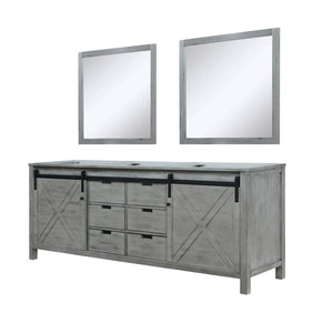 English Elm Ash Grey Double Bath Vanity With Mirrors - 84" Width, Ample Storage & Modern Design For Elegance B2731S00578