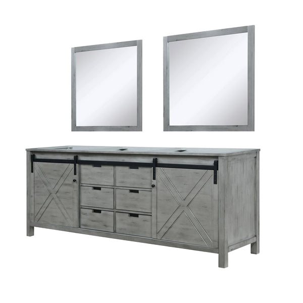 English Elm Ash Grey Double Bath Vanity With Mirrors - 84" Width, Ample Storage & Modern Design For Elegance B2731S00578