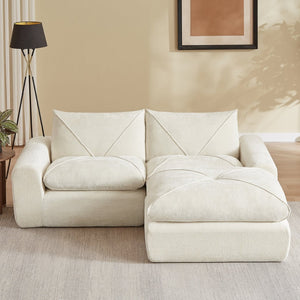 English Elm Modern Chenille Modular Sofa with Ottoman Thick Cushions for Living Room or Apartment Beige W3396S00064