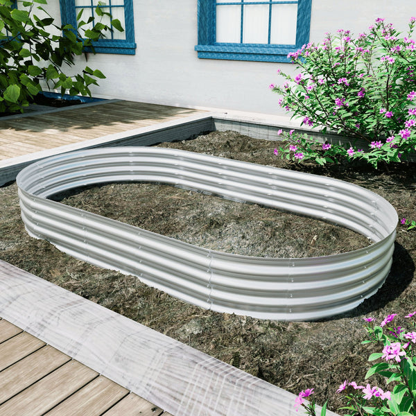 English Elm 8x4x1ft Galvanized Raised Garden Bed Kit – Heavy-Duty, Rust-Resistant Modular Planter, Easy Assembly W840P310527