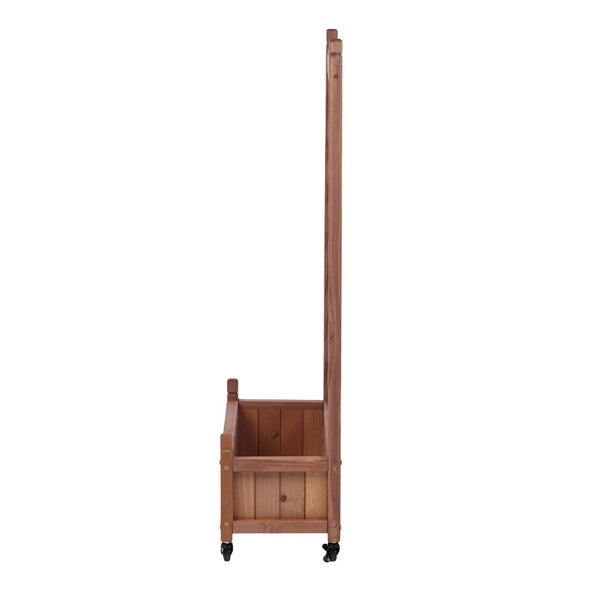 English Elm Raised Wood Planter Boxes with Integrated Trellis for Climbing Vines Set of Two D720094446