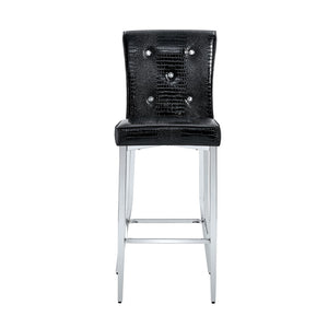 English Elm Modern Tempered Glass Pub Table Set Chrome X-base Stools for Kitchen or Home Bar W3875S00035