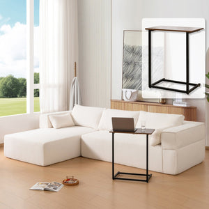 English Elm 112"Modular Sectional Sofa with Free Side Table and Pillows, Wrinkle-Resistant Boucle, No Assembly Required Beige N723S9670A