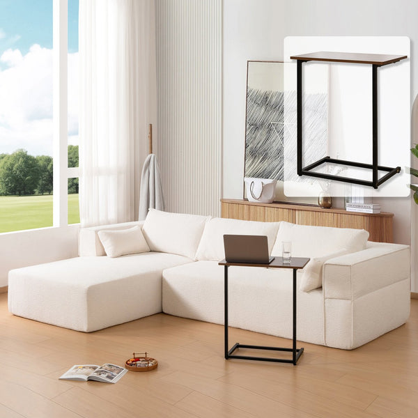 English Elm 112"Modular Sectional Sofa with Free Side Table and Pillows, Wrinkle-Resistant Boucle, No Assembly Required Beige N723S9670A