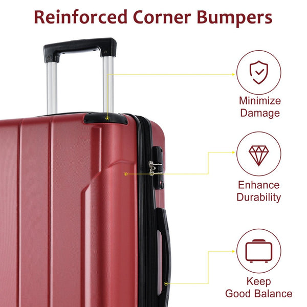 English Elm Hardshell Abs Checked Suitcase with 360 Spinner Wheels Expandable Tsa Lock 28 Inch Red N730P296747J