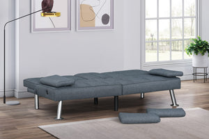 English Elm Modern Tufted Charcoal Futon Sofa Bed with Usb Charging and Built-in Cupholders B011P484416