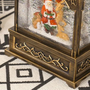 English Elm Lighted Musical Snow Globe Lantern Bronze Holiday Santa Scene Swirling Glitter T3971P415637