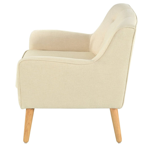 English Elm Mid-century Modern Accent Chair Tufted Polyester Upholstery Tapered Birch Legs N767P419113B