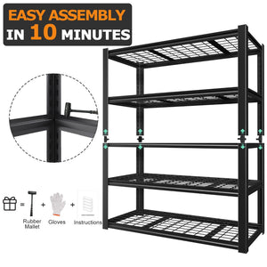 English Elm 59" Wide Black Metal Shelving Unit with Removable Dividers for Garage or Office T3625P455778