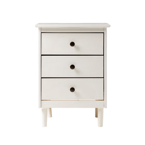 English Elm Walker Edison - Classic 3-Drawer Solid Wood Nightstand with Deep Storage Drawers, Sustainably Sourced Pine Finish White 23 L x 18 W x 6 H B185P168929