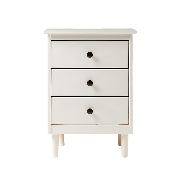 English Elm Walker Edison - Classic 3-Drawer Solid Wood Nightstand with Deep Storage Drawers, Sustainably Sourced Pine Finish White 23 L x 18 W x 6 H B185P168929