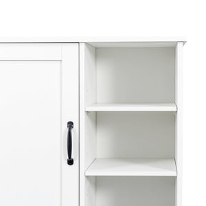 English Elm Laundry Cabinet with Tilt-Out Hampers, Adjustable Shelves, Freestanding White Storage Organizer W331S00168