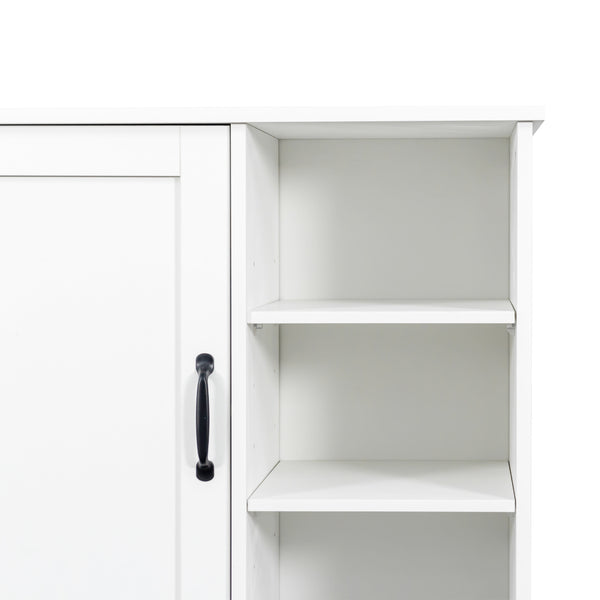 English Elm Laundry Cabinet with Tilt-Out Hampers, Adjustable Shelves, Freestanding White Storage Organizer W331S00168