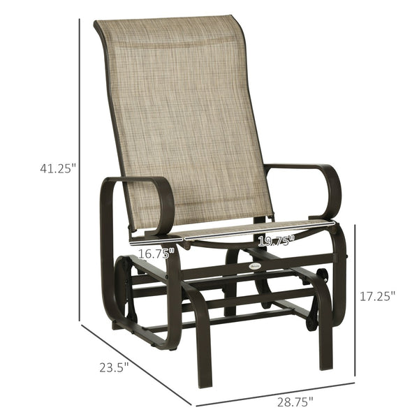 English Elm Outsunny Outdoor Glider Chair - Lightweight Patio Rocking Chair With Ergonomic Design & Durability W2225P174350-GIGA