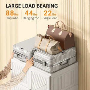 English Elm Entryway Portable Closet Organizer with Hanging Rod and Six Enclosed Cube Compartments T3971P469853