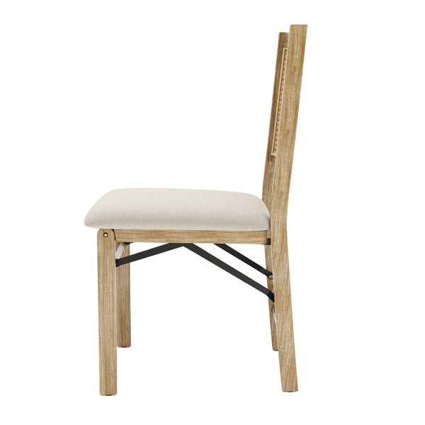 English Elm Scandinavian Solid Wood Dining Chairs with Woven Rattan Back Cushioned Seat Set of 2 W395P317025
