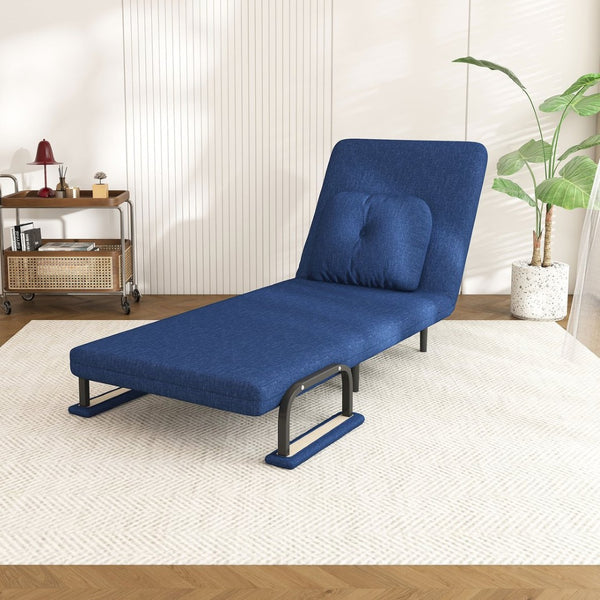 English Elm Folding Convertible Chair Sleeper with Steel Frame and 5 Position Adjustable Backrest W2700P394063