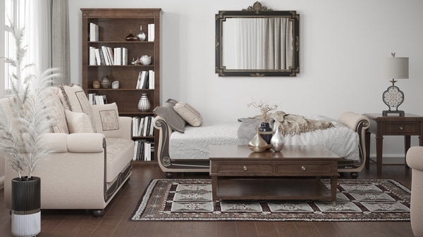 English Elm PrimeNest Timberline Collection Upholstered Convertible Sofabed with Storage Chenille Fabric, Space-Saving Comfort and Durable Craftsmanship Beige B030P286548