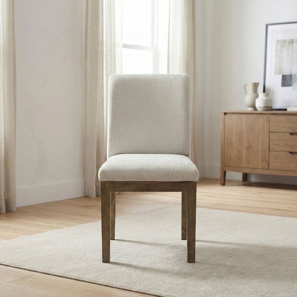 English Elm Transitional Gray Fabric Dining Chairs Solid Wood Frame Modern Farmhouse Set of 2 B011P467555