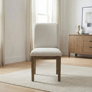 English Elm Transitional Gray Fabric Dining Chairs Solid Wood Frame Modern Farmhouse Set of 2 B011P467555