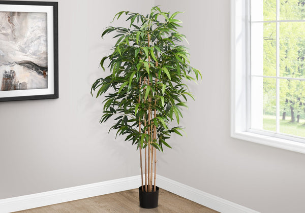 English Elm Artificial Monstera Tree 83" Tall Realistic Floor Plant with 78 Lush Leaves in Black Pot, No Maintenance Green 85 L x 10 W x 10 H B2710P287118