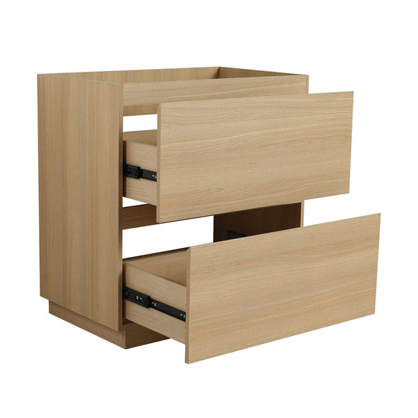 English Elm 30" Modern Bathroom Vanity without Sink – 30" Freestanding Engineered Wood Cabinet with Dual Drawers, Waterproof Finish, Easy Assembly Oak W1972P188250