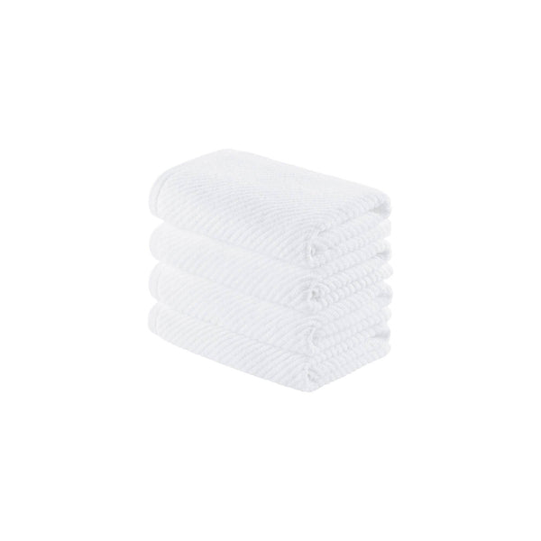 JLA Home Madison Park - 100% Cotton Diagonal Ribbed Hand Towel — Plush Zero-Twist 506 GSM Quick-Dry Luxury for Home Spa White MP73-8858
