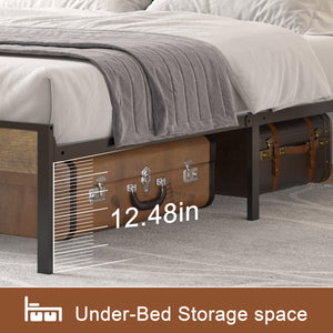 English Elm Queen Velvet Platform Bed with LED Lighting, USB Charging & Shelved Headboard for Storage W636P192107