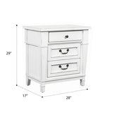 English Elm Wallace & Bay - Wallace & Bay  Coastal White 3-Drawer Nightstand