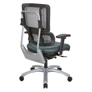 OSP Home Furnishings Vertical Mesh Back Ergonomic Manager Chair with Lumbar Support and Polished Base Silver 99666S-2M