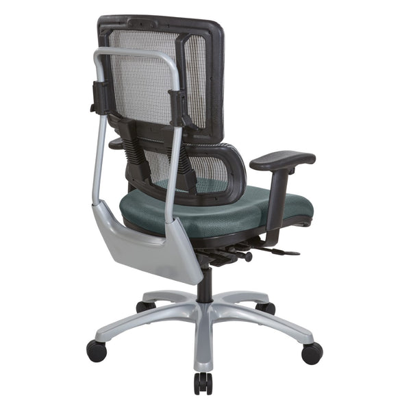 OSP Home Furnishings Vertical Mesh Back Ergonomic Manager Chair with Lumbar Support and Polished Base Silver 99666S-2M