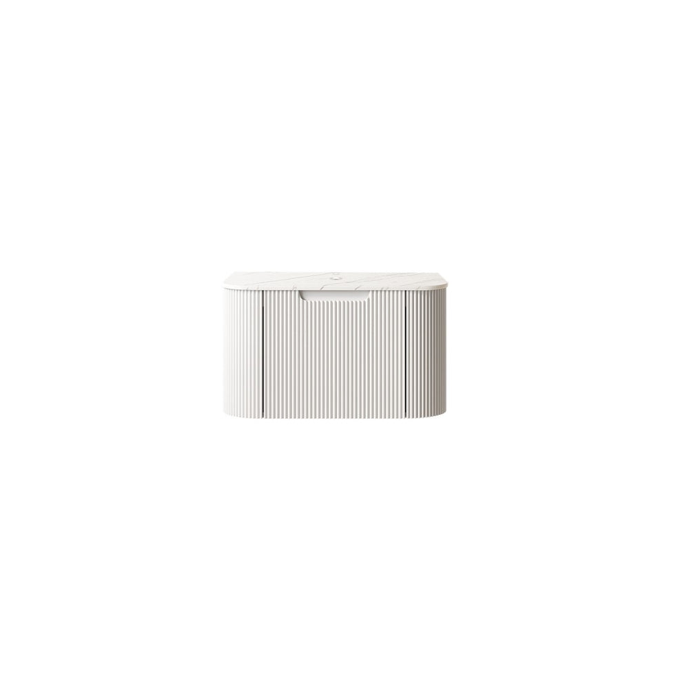 English Elm Dina Floating Bathroom Vanity Cabinet Sintered Stone Top Soft Close Drawer White W2615P396592