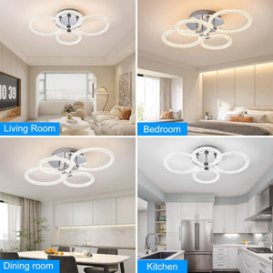 English Elm Modern Acrylic Ring Flush Mount Led Fixture Dimmable Remote Six Rings Four Heads T3177P283987