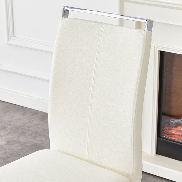 English Elm Luxury Dining Chairs Set Of 4 - Soft Teddy Velvet Fabric With Sleek Silver Legs For Modern Elegance W1151P324773