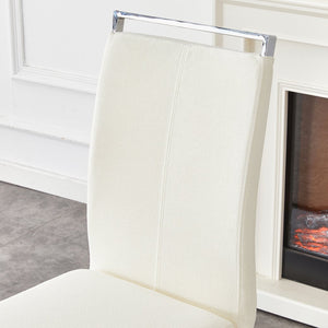 English Elm Luxury Dining Chairs Set Of 2 - Elegant Grainy Fabric & Silver Metal Legs For Stylish Comfort W1151P324770